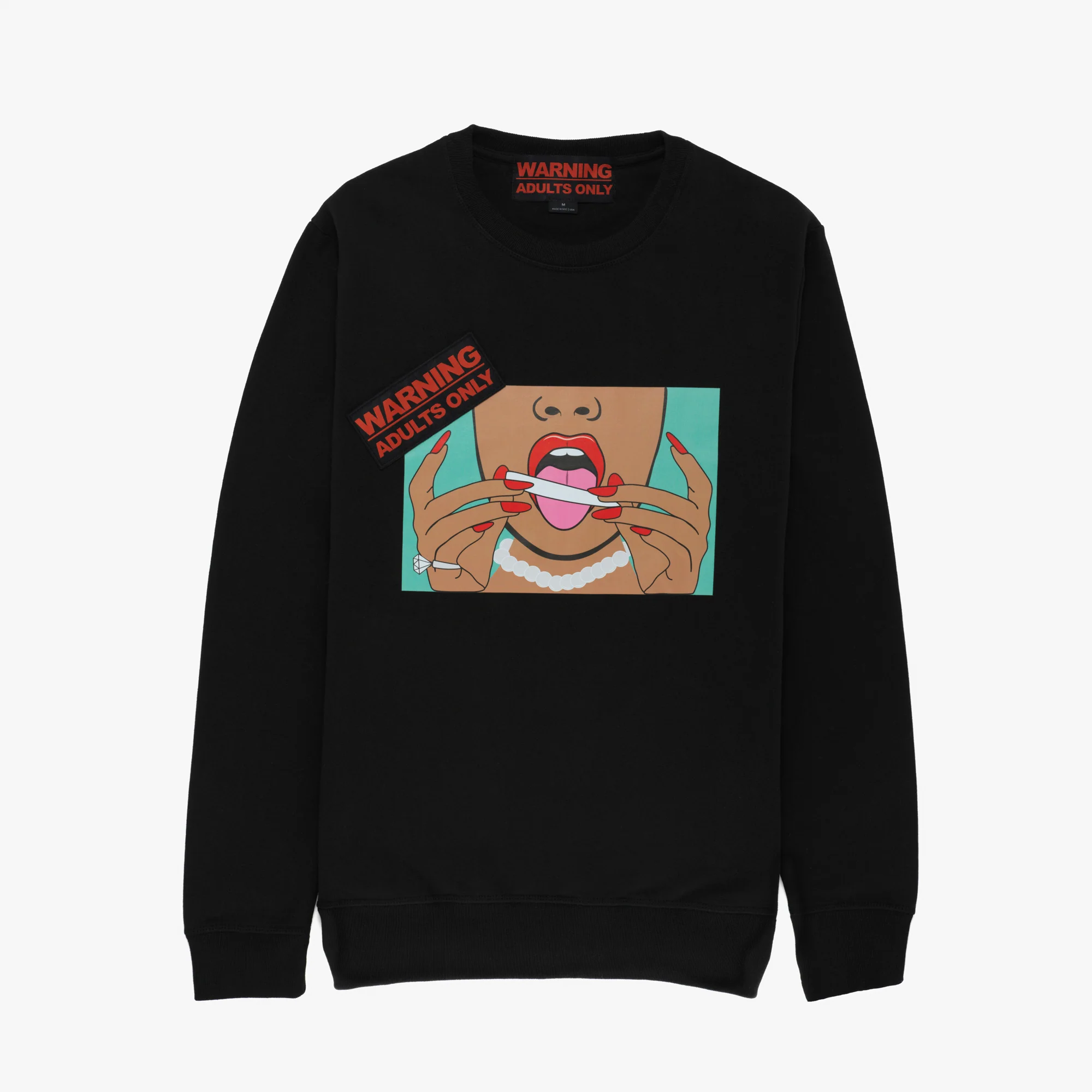 ADULTS ONLY BLACK CREWNECK “ROLL UP”