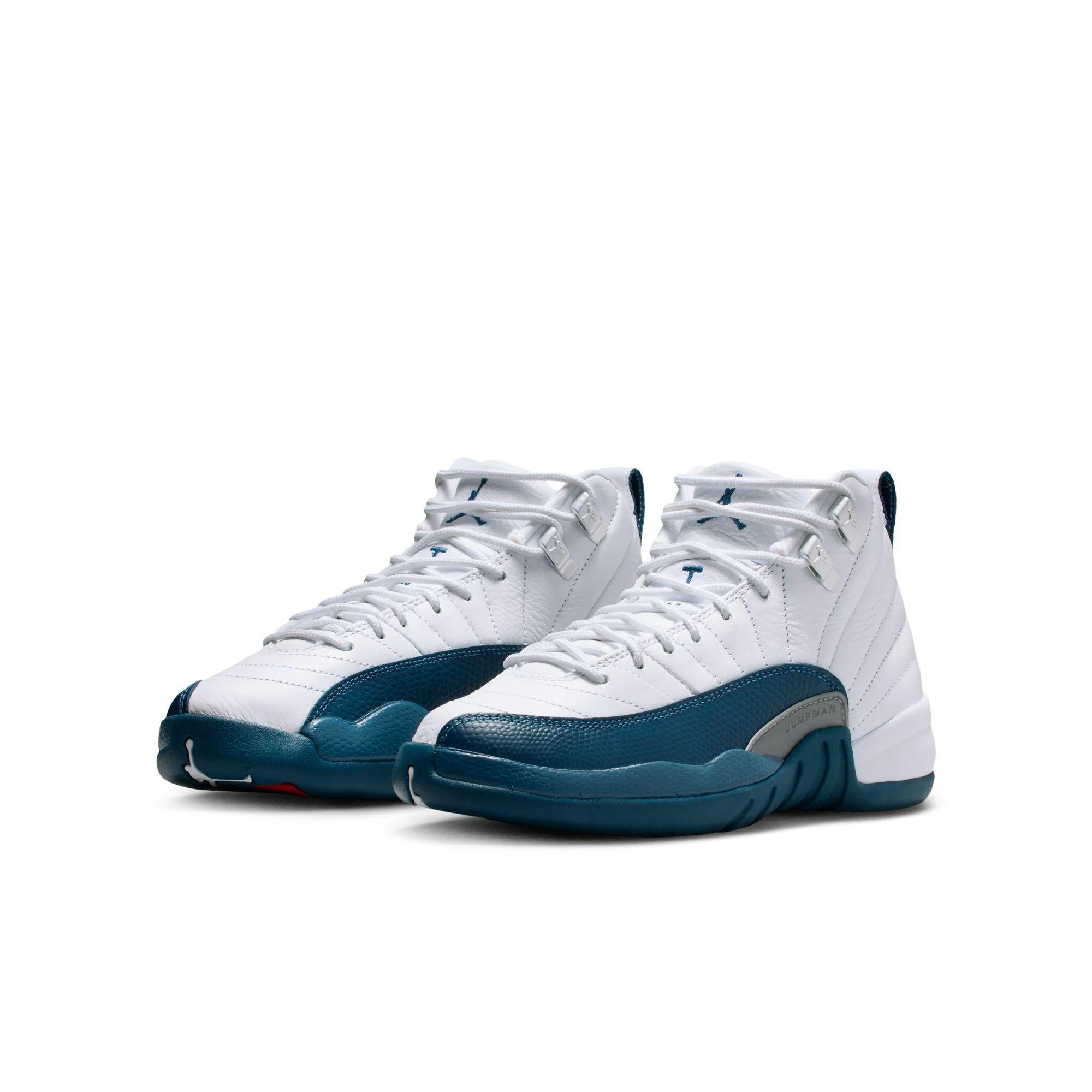 Air Jordan 12 Retro Big Kids' Shoes White/French Blue-Metallic Silver - Image 2