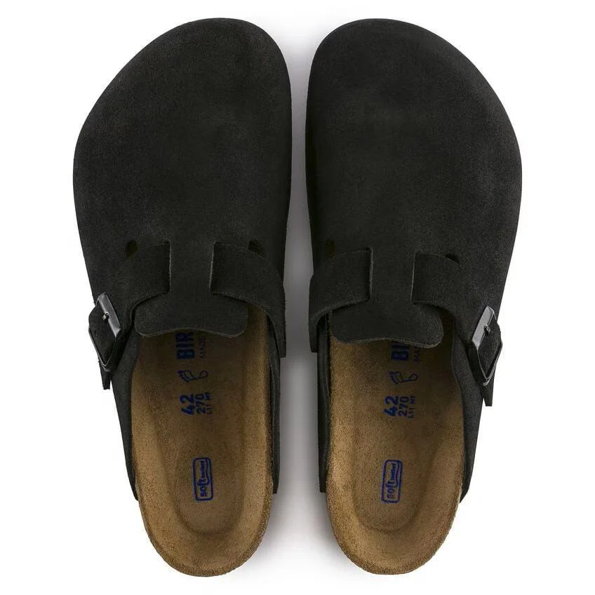 Birkenstock Boston Soft Footbed Suede Leather - Black - Image 3