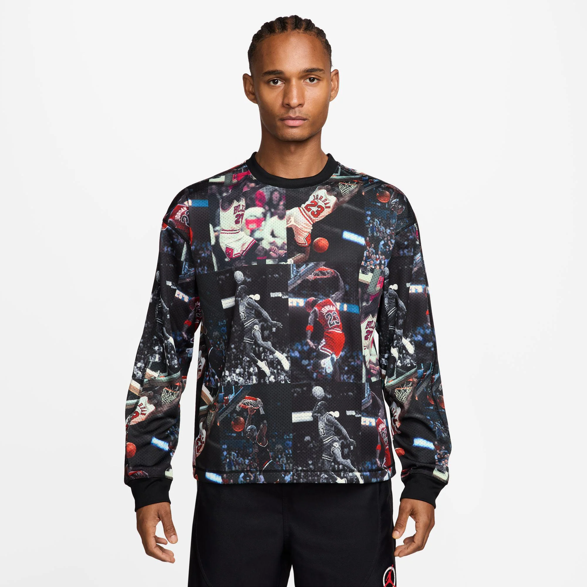Jordan Flight Men's Printed Long-Sleeve Jersey Black/White