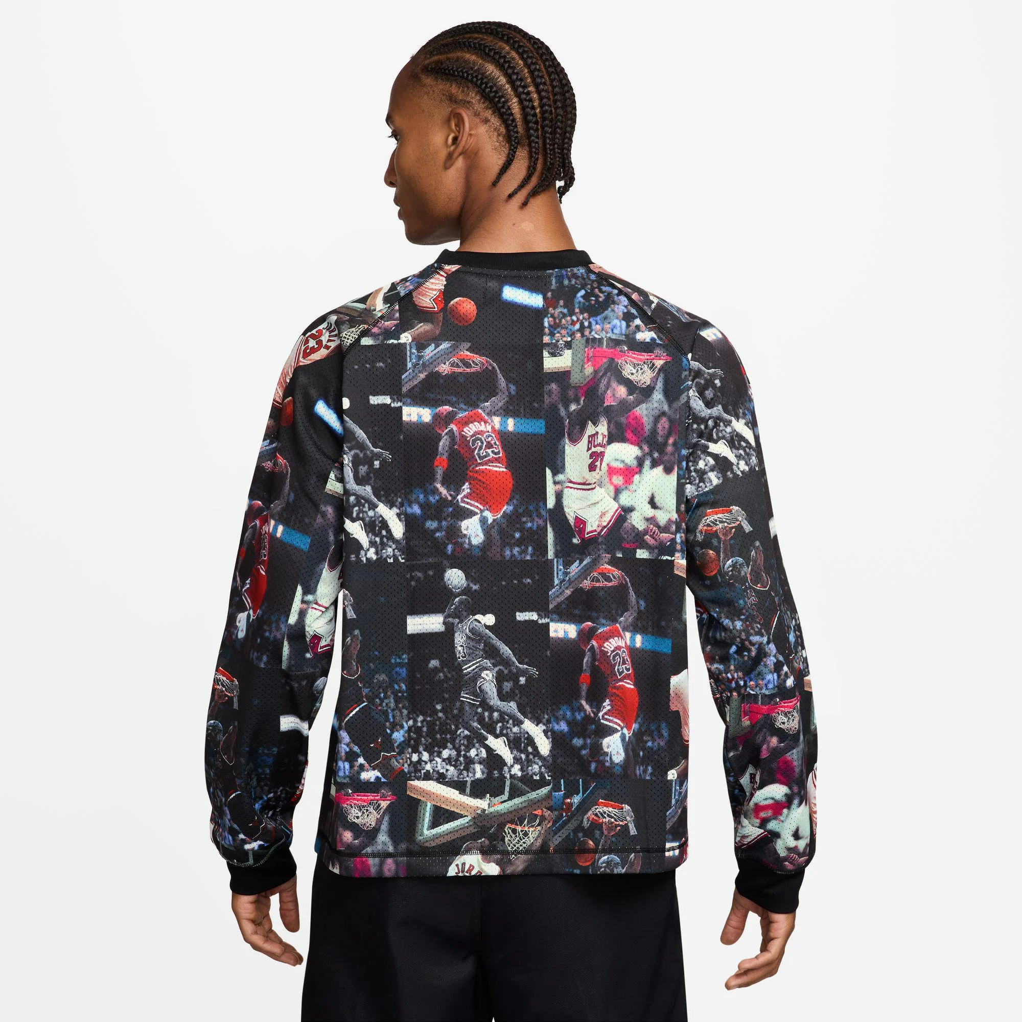 Jordan Flight Men's Printed Long-Sleeve Jersey Black/White - Image 2