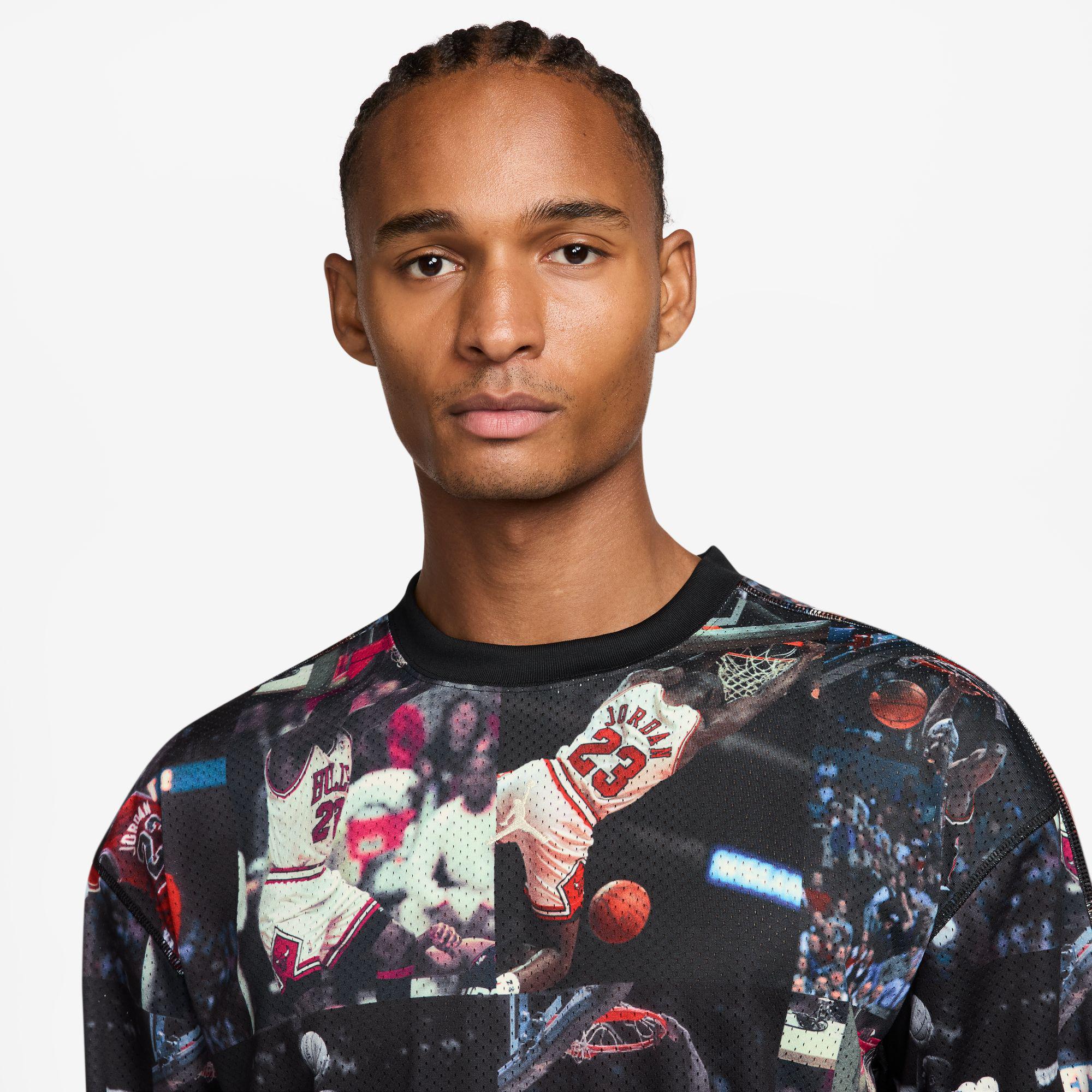 Jordan Flight Men's Printed Long-Sleeve Jersey Black/White - Image 3