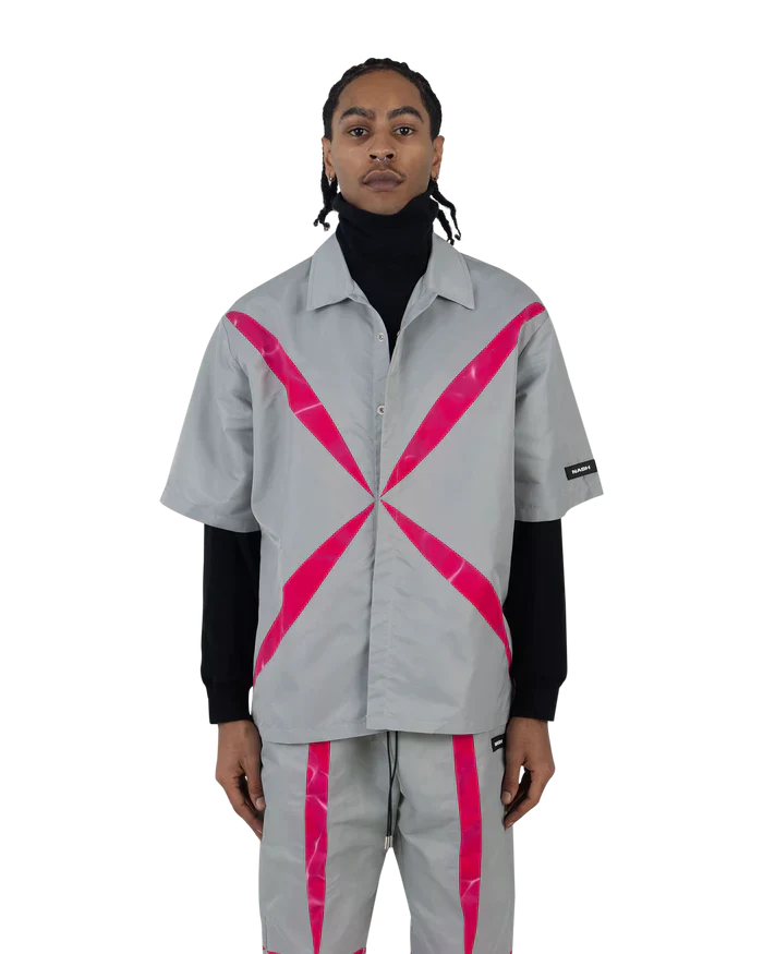 Nash Slice Shirt Silver Grey/Fluro Pink - Image 4