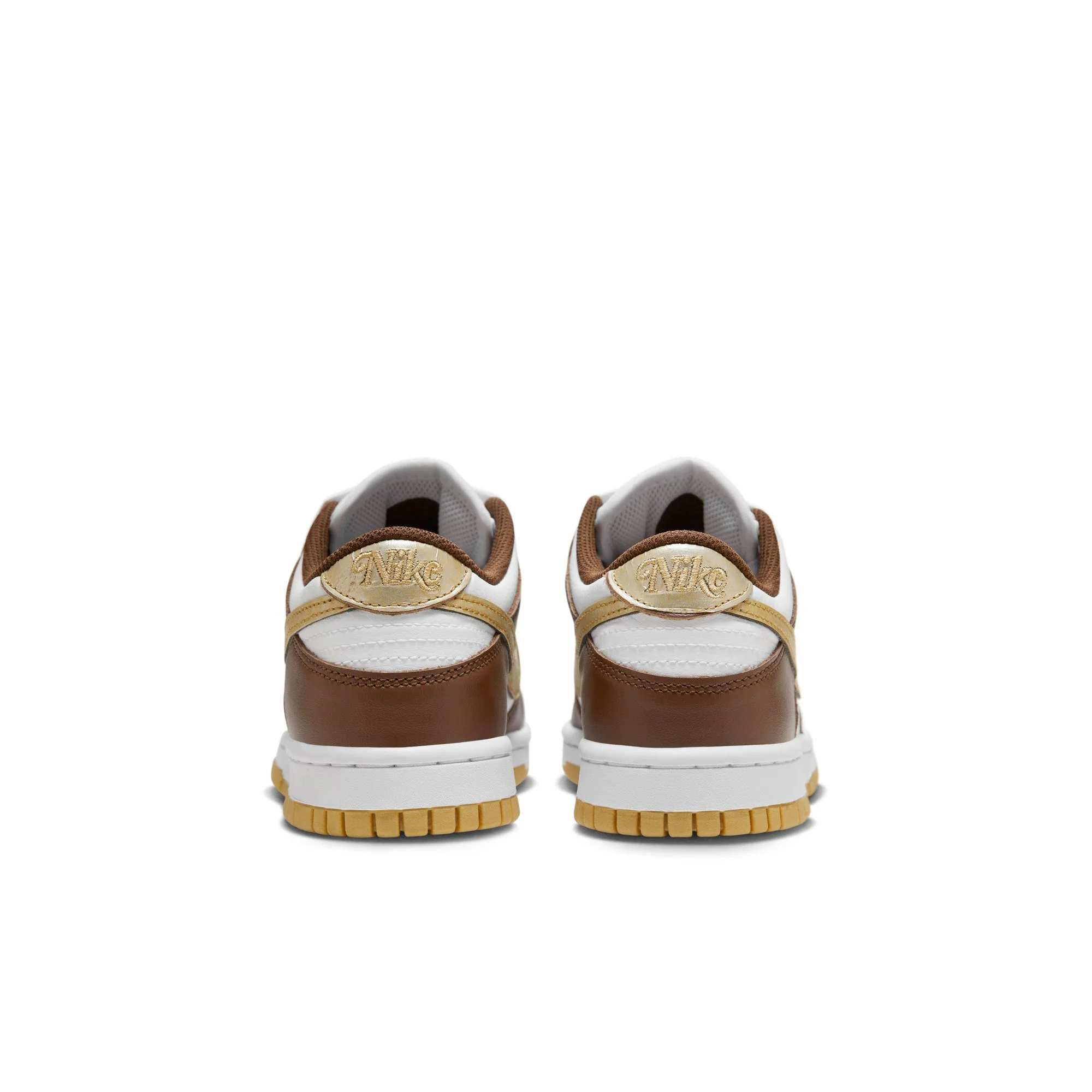 Youth (GS) Nike Dunk Low - WHITE/METALLIC GOLD-WHITE-CACAO WOW - Image 2