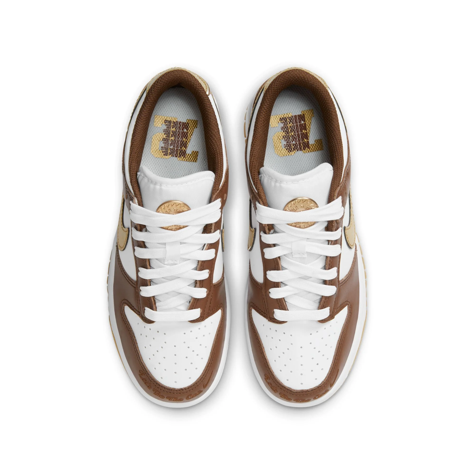 Youth (GS) Nike Dunk Low - WHITE/METALLIC GOLD-WHITE-CACAO WOW - Image 4