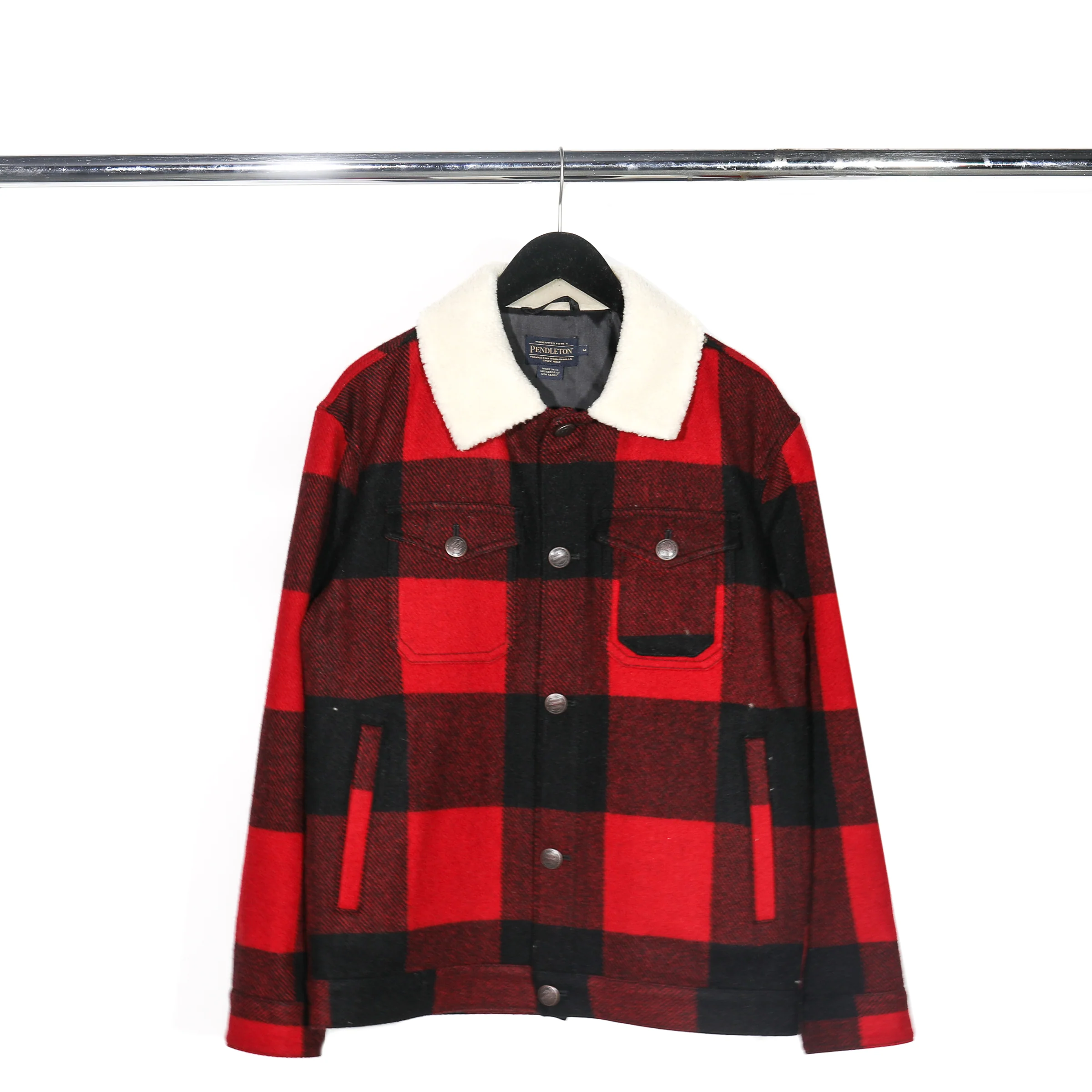PENDLETON MEN'S WOOL STADIUM CLOTH PLAID TRUCKER COAT
