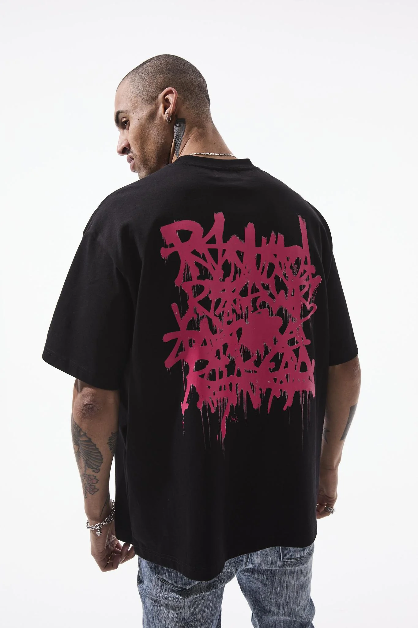 RTA Colin|Black Graffitti Pink T-Shirt - Image 2