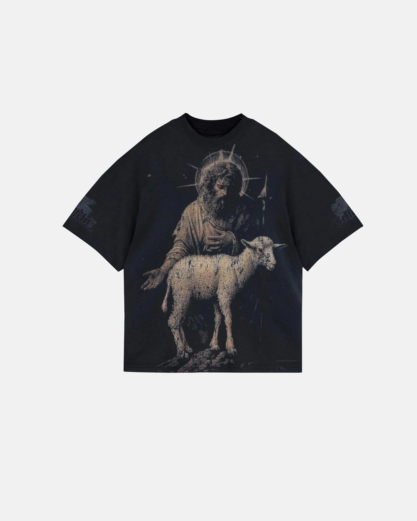 Undergold Agnus Dei Saint Shepherd Boxy Fit T-Shirt Vintage Black