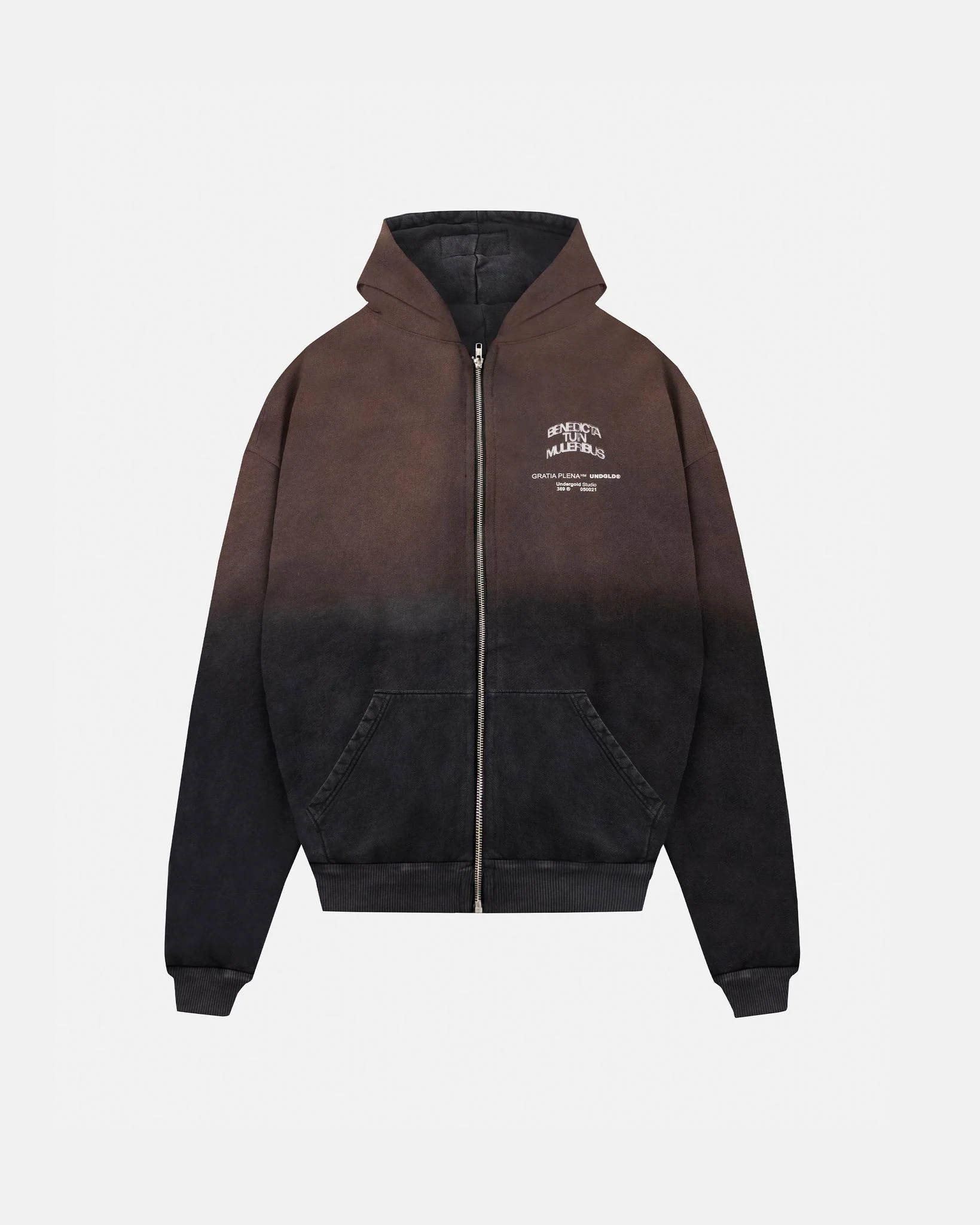 Undergold Gratia Plena Benedicta Zip Up Hoodie Rusty Black