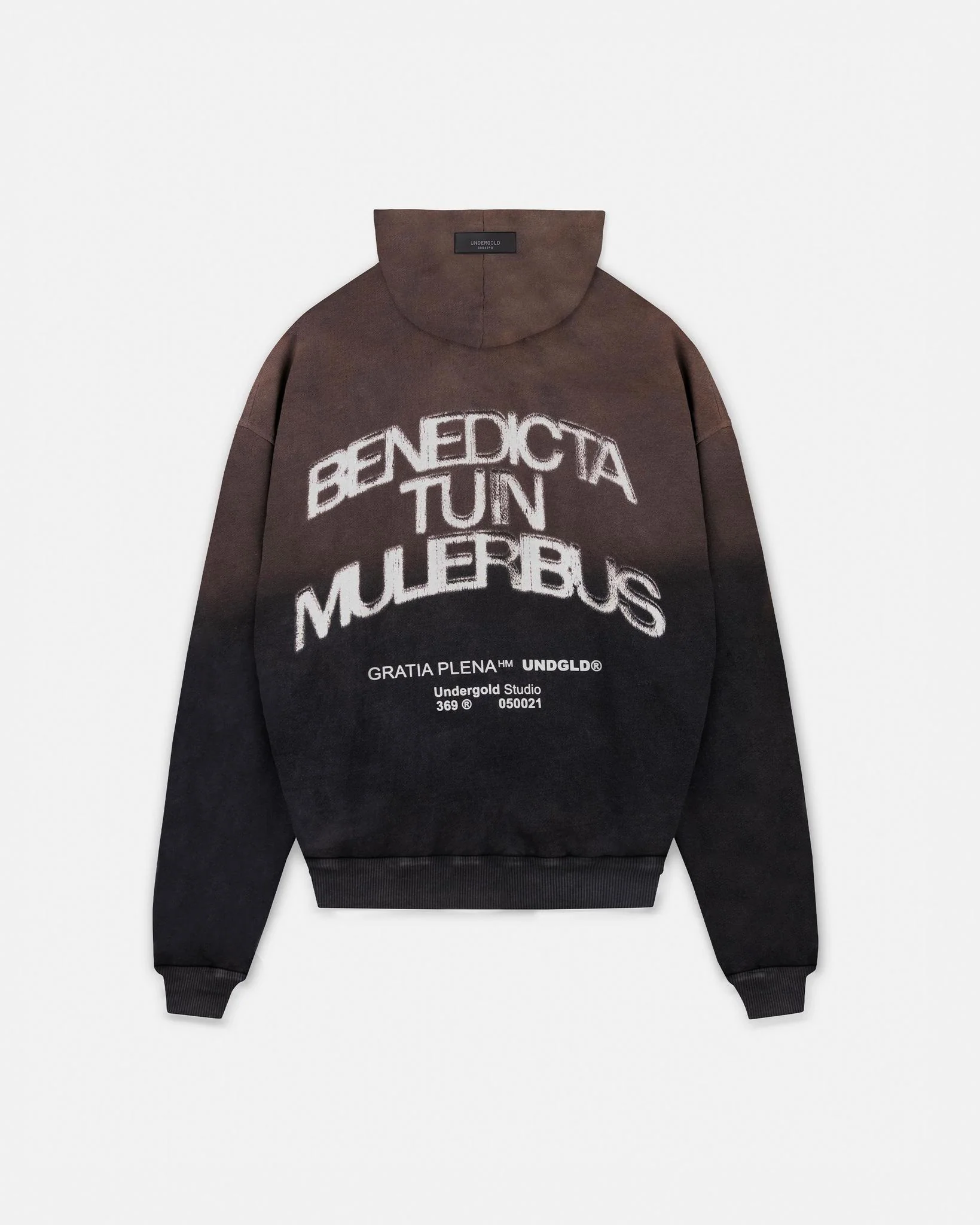 Undergold Gratia Plena Benedicta Zip Up Hoodie Rusty Black - Image 2