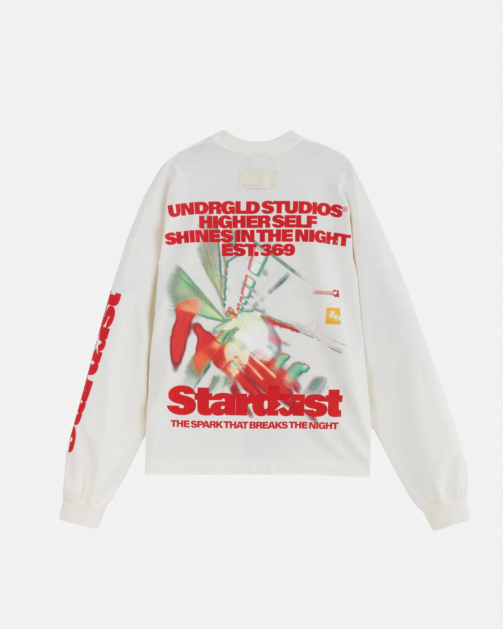 Undergold Stardust Rush Boxy Fit Long Sleeve T-Shirt White - Image 2