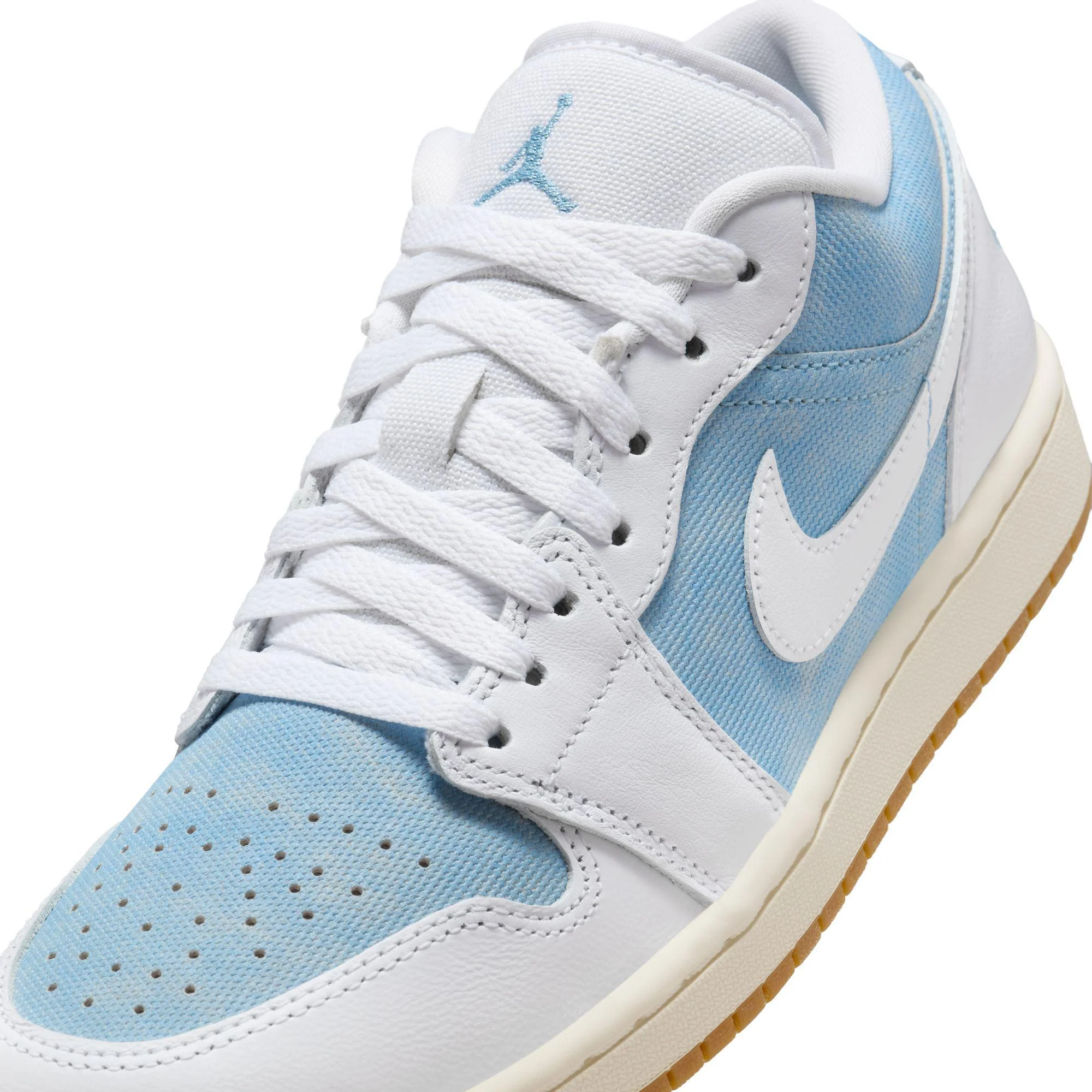 Women's Air Jordan 1 Low SE Worn Blue/White-Gum Light Brown-Sail - Image 5